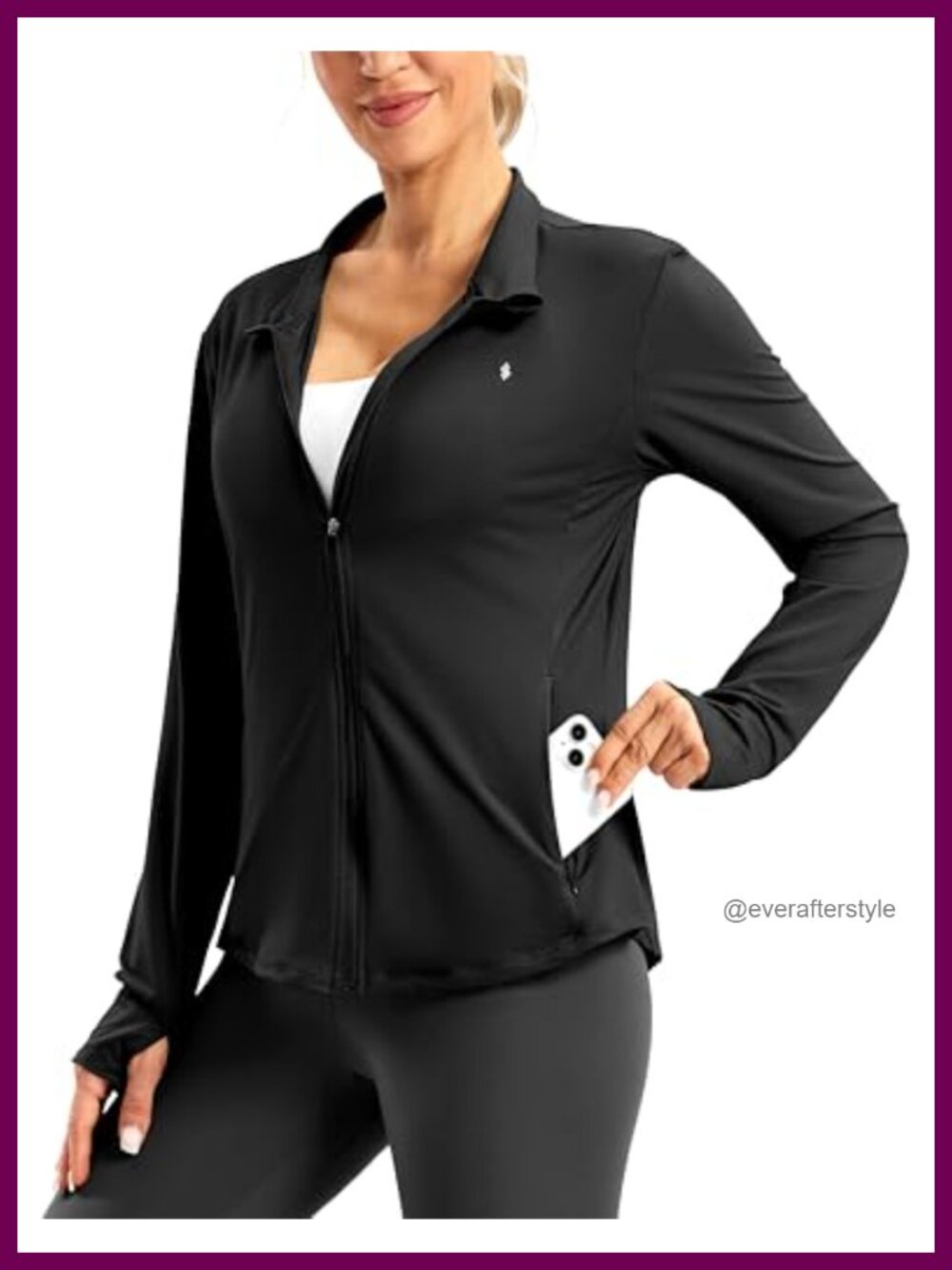 UPF 50+ Lightweight Athletic Zip Up Jacket with Pockets